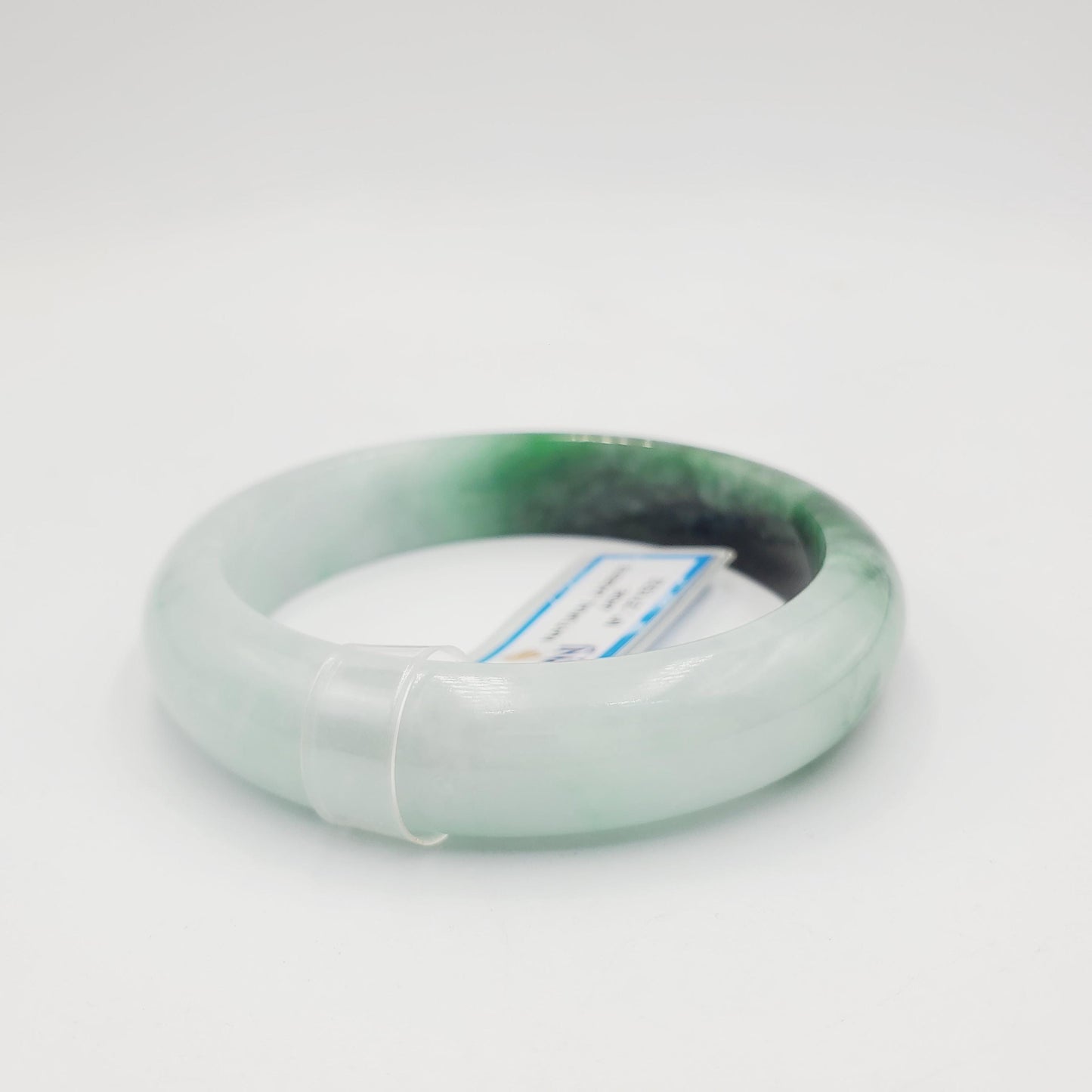 Yingmart  55mm PNJ Certified Natural Color Grey White Natural Jadeite Jade Bangle Bracelet, Real Gemstone, Gift for Her Mom Grandma