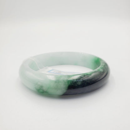 Yingmart  55mm PNJ Certified Natural Color Grey White Natural Jadeite Jade Bangle Bracelet, Real Gemstone, Gift for Her Mom Grandma