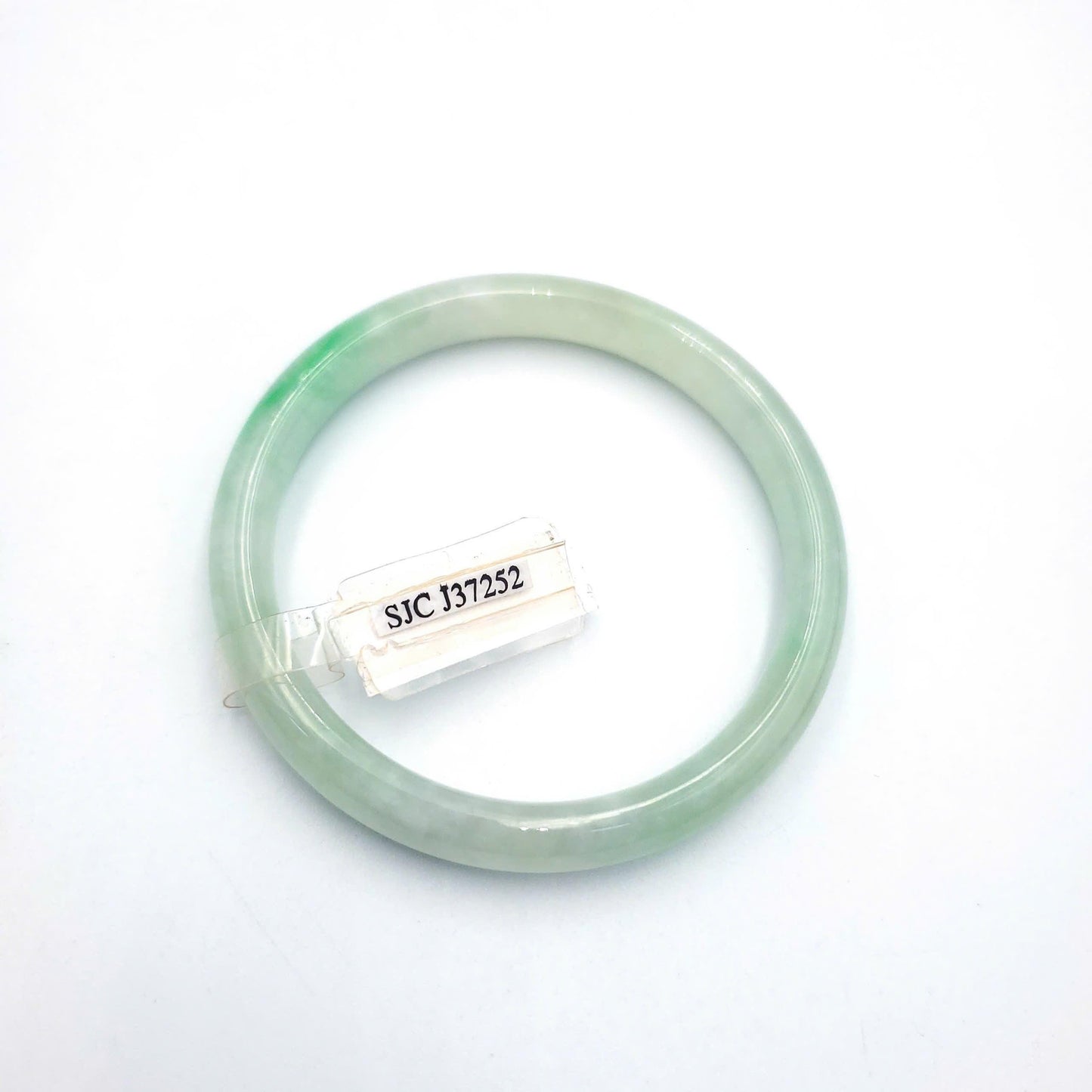 Yingmart  55mm SJC Certified Natural Color Greyish Very Slightly Green Natural Jadeite Jade Bangle Bracelet, Real Gemstone, Gift for Her Mom