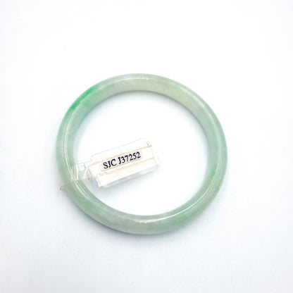 Yingmart  55mm SJC Certified Natural Color Greyish Very Slightly Green Natural Jadeite Jade Bangle Bracelet, Real Gemstone, Gift for Her Mom