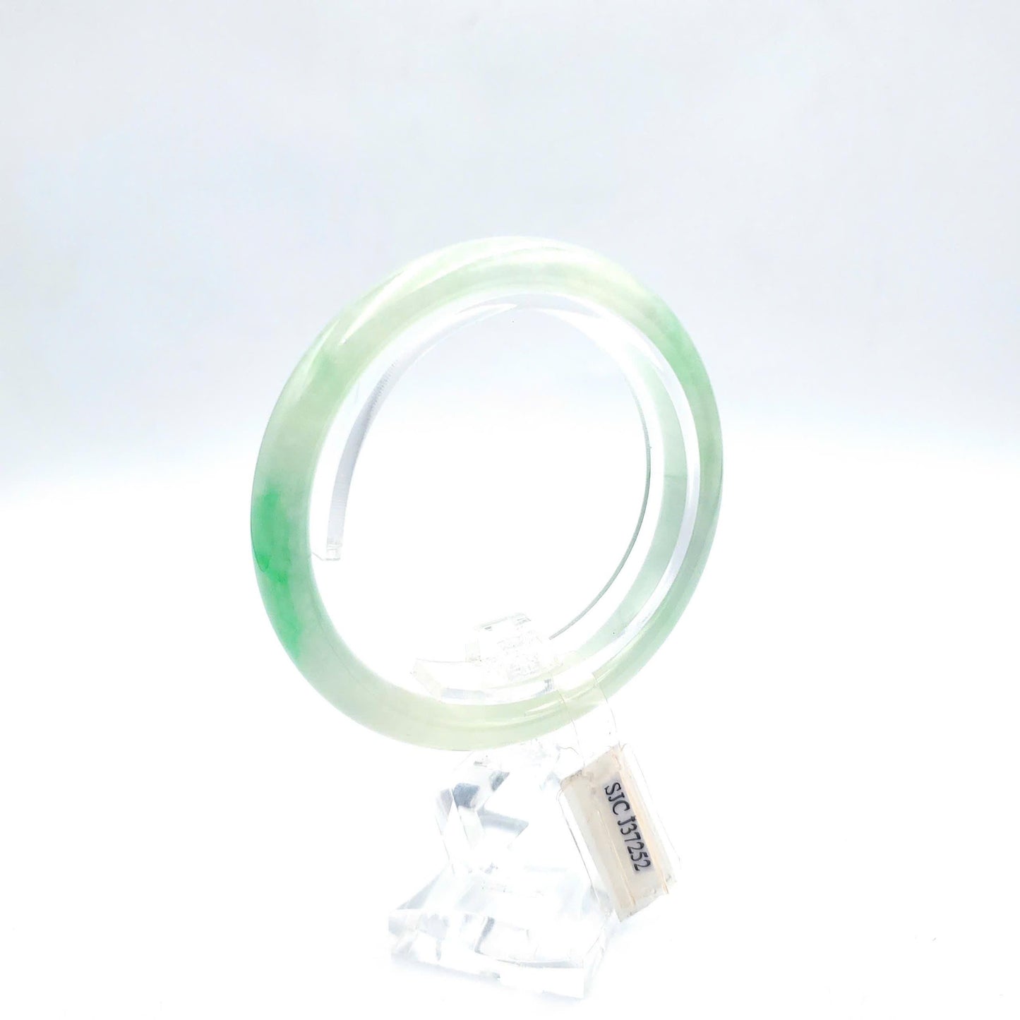 Yingmart  55mm SJC Certified Natural Color Greyish Very Slightly Green Natural Jadeite Jade Bangle Bracelet, Real Gemstone, Gift for Her Mom