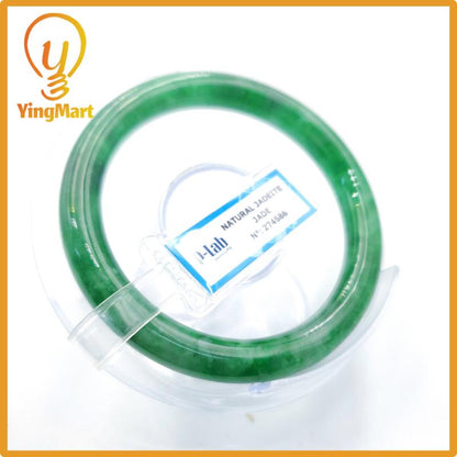 Yingmart 53mm PNJ274586 Certified Natural Color Grey White Natural Jadeite Jade Bangle Bracelet, Real Gemstone, Gift for Mom Grandma Sister