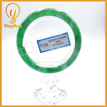 Yingmart 54mm PNJ274591 Certified Natural Color Grey White Natural Jadeite Jade Bangle Bracelet, Real Gemstone, Gift for Mom Grandma Sister