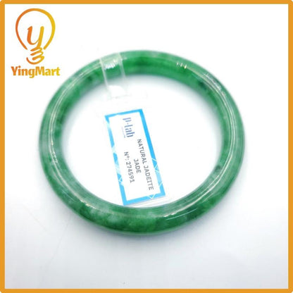 Yingmart 54mm PNJ274591 Certified Natural Color Grey White Natural Jadeite Jade Bangle Bracelet, Real Gemstone, Gift for Mom Grandma Sister
