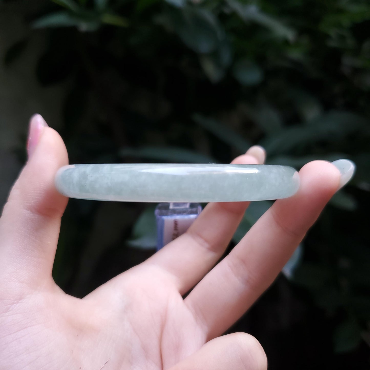Yingmart  57mm PNJ Certified Natural Color Grey White Natural Jadeite Jade Bangle Bracelet, Real Gemstone, Gift for Her Mom Grandma Sister