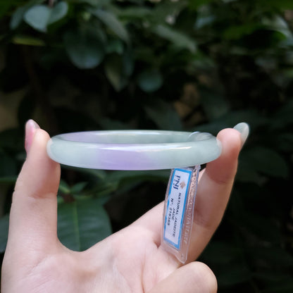 Yingmart  57mm PNJ Certified Natural Color Light Green, Light Purple, Grey Natural Jadeite Jade Bangle Bracelet, Real Gemstone, Gift for Her
