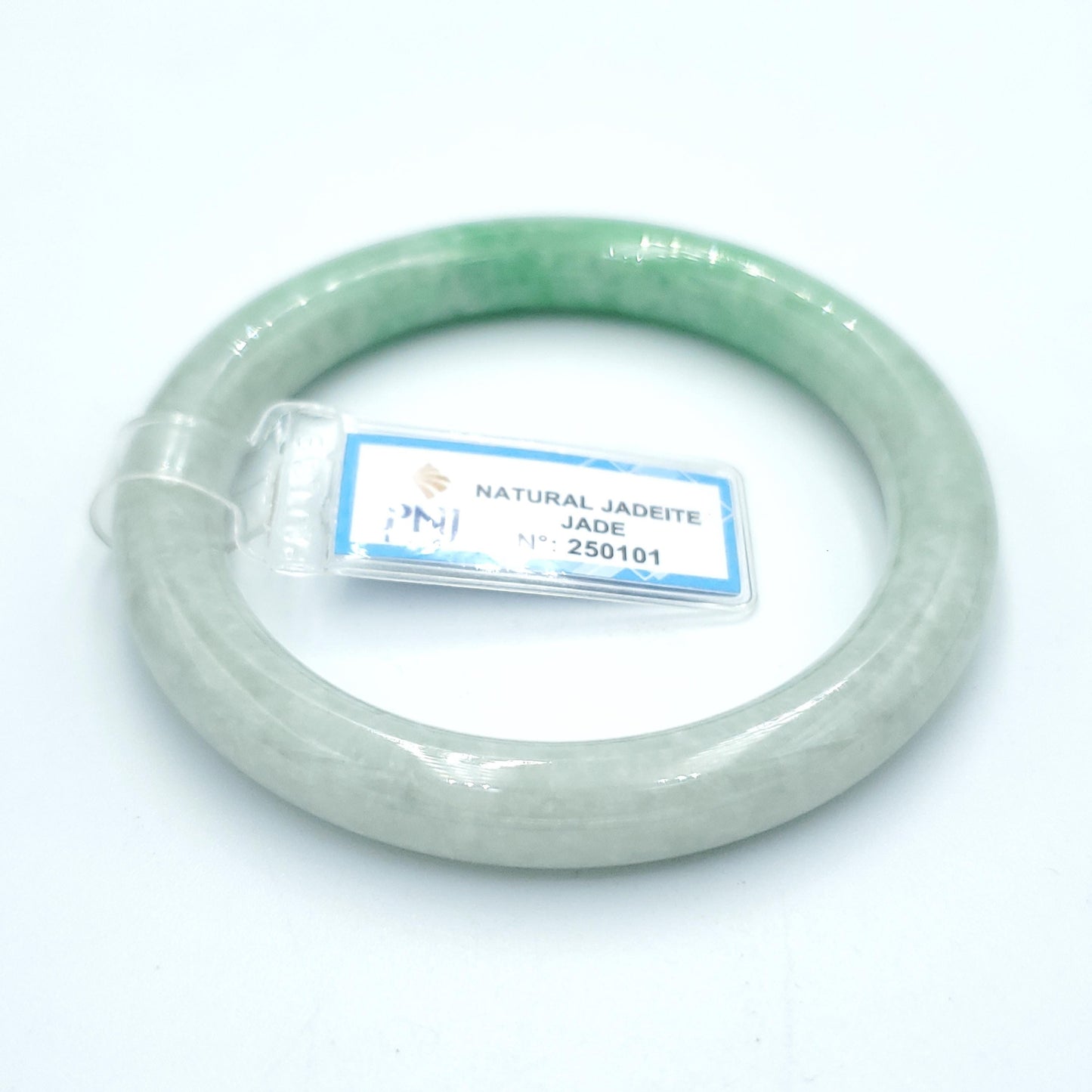 Yingmart  55mm PNJ Certified Natural Color Grey White Natural Jadeite Jade Bangle Bracelet, Real Gemstone, Gift for Her Mom Grandma Sister