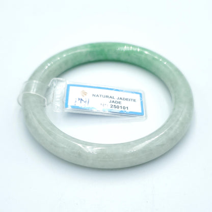 Yingmart  55mm PNJ Certified Natural Color Grey White Natural Jadeite Jade Bangle Bracelet, Real Gemstone, Gift for Her Mom Grandma Sister