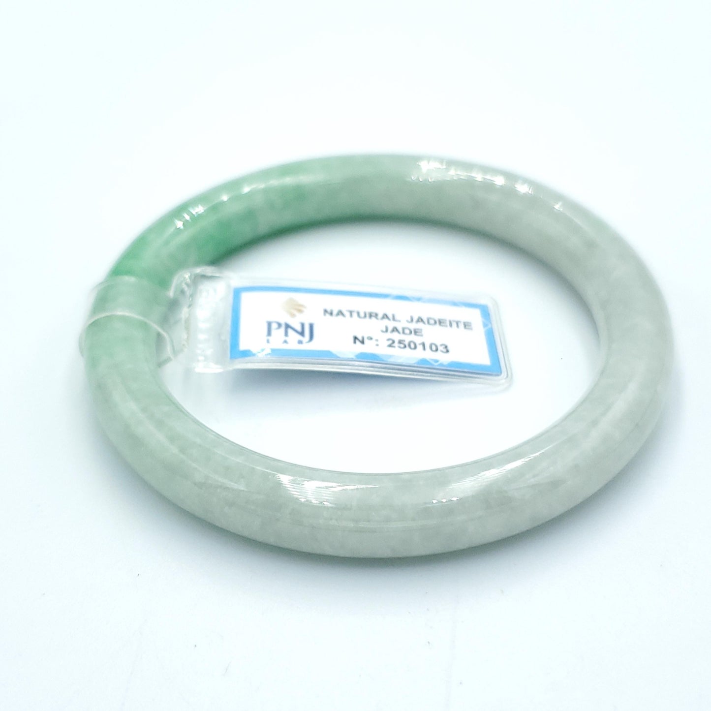 Yingmart  55mm PNJ Certified Natural Color Grey White Natural Jadeite Jade Bangle Bracelet, Real Gemstone, Gift for Her Mom Grandma Sister
