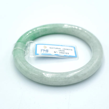 Yingmart  55mm PNJ Certified Natural Color Grey White Natural Jadeite Jade Bangle Bracelet, Real Gemstone, Gift for Her Mom Grandma Sister