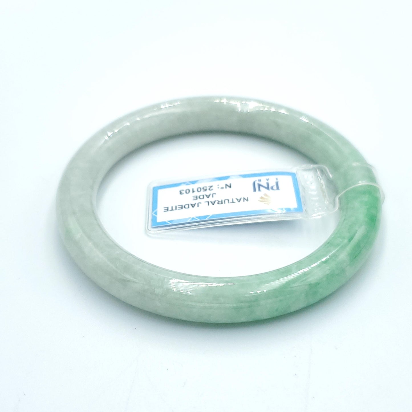 Yingmart  55mm PNJ Certified Natural Color Grey White Natural Jadeite Jade Bangle Bracelet, Real Gemstone, Gift for Her Mom Grandma Sister