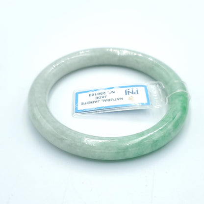 Yingmart  55mm PNJ Certified Natural Color Grey White Natural Jadeite Jade Bangle Bracelet, Real Gemstone, Gift for Her Mom Grandma Sister