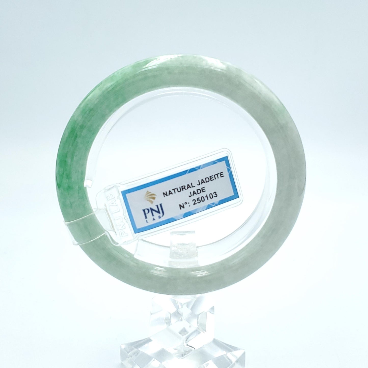 Yingmart  55mm PNJ Certified Natural Color Grey White Natural Jadeite Jade Bangle Bracelet, Real Gemstone, Gift for Her Mom Grandma Sister