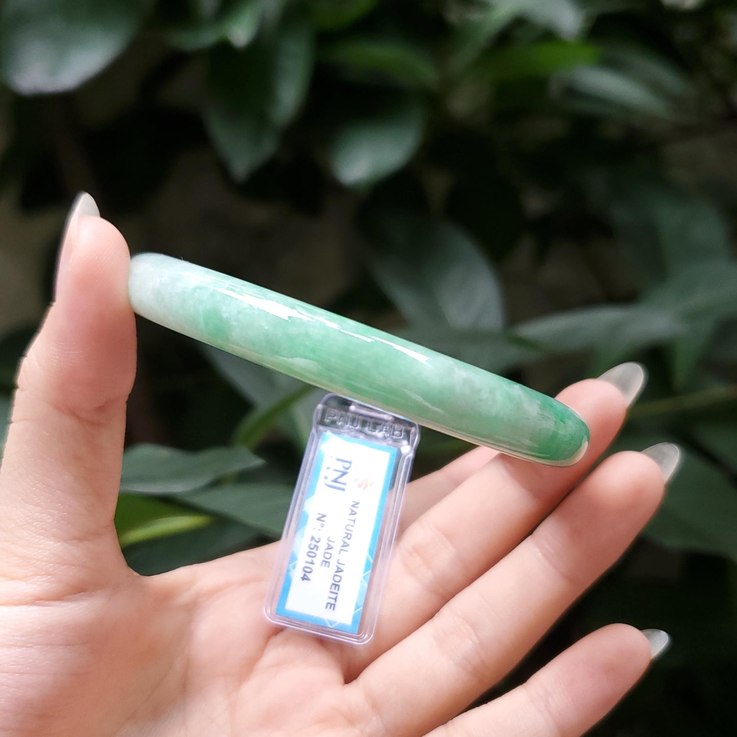 Yingmart  56mm PNJ Certified Natural Color Grey White Natural Jadeite Jade Bangle Bracelet, Real Gemstone, Gift for Her Mom Grandma Sister