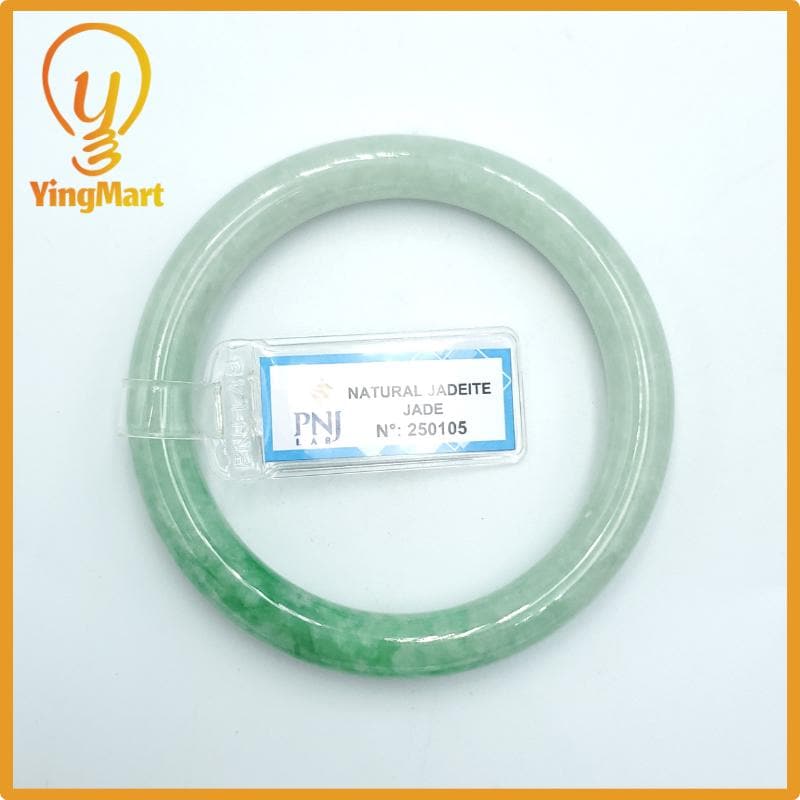 Yingmart  55mm PNJ Certified Natural Color Grey White Natural Jadeite Jade Bangle Bracelet, Real Gemstone, Gift for Her Mom Grandma Sister