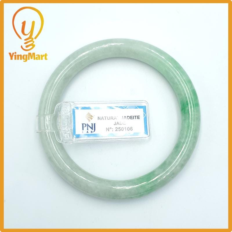 Yingmart  56mm PNJ Certified Natural Color Grey White Natural Jadeite Jade Bangle Bracelet, Real Gemstone, Gift for Her Mom Grandma Sister