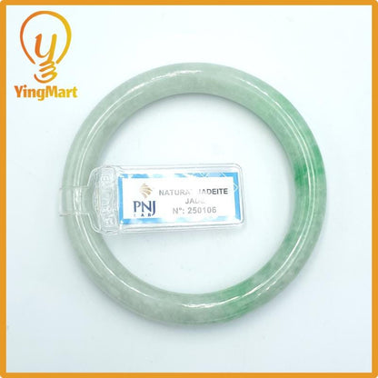 Yingmart  56mm PNJ Certified Natural Color Grey White Natural Jadeite Jade Bangle Bracelet, Real Gemstone, Gift for Her Mom Grandma Sister