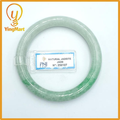 Yingmart  55mm PNJ Certified Natural Color Grey White Natural Jadeite Jade Bangle Bracelet, Real Gemstone, Gift for Her Mom Grandma Sister