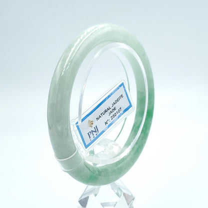Yingmart  55mm PNJ Certified Natural Color Grey White Natural Jadeite Jade Bangle Bracelet, Real Gemstone, Gift for Her Mom Grandma Sister