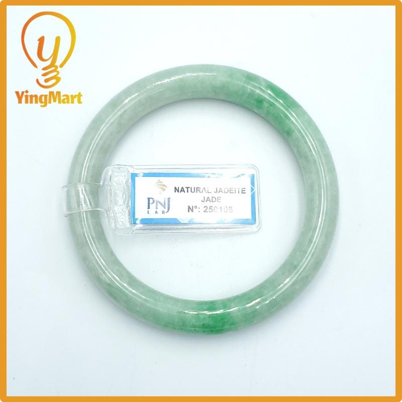 Yingmart  55mm PNJ Certified Natural Color Grey White Natural Jadeite Jade Bangle Bracelet, Real Gemstone, Gift for Her Mom Grandma Sister