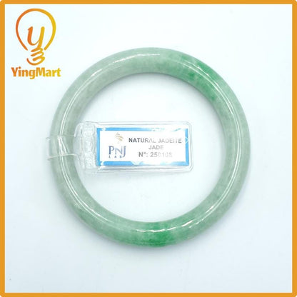 Yingmart  55mm PNJ Certified Natural Color Grey White Natural Jadeite Jade Bangle Bracelet, Real Gemstone, Gift for Her Mom Grandma Sister