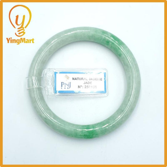 Yingmart  55mm PNJ Certified Natural Color Grey White Natural Jadeite Jade Bangle Bracelet, Real Gemstone, Gift for Her Mom Grandma Sister