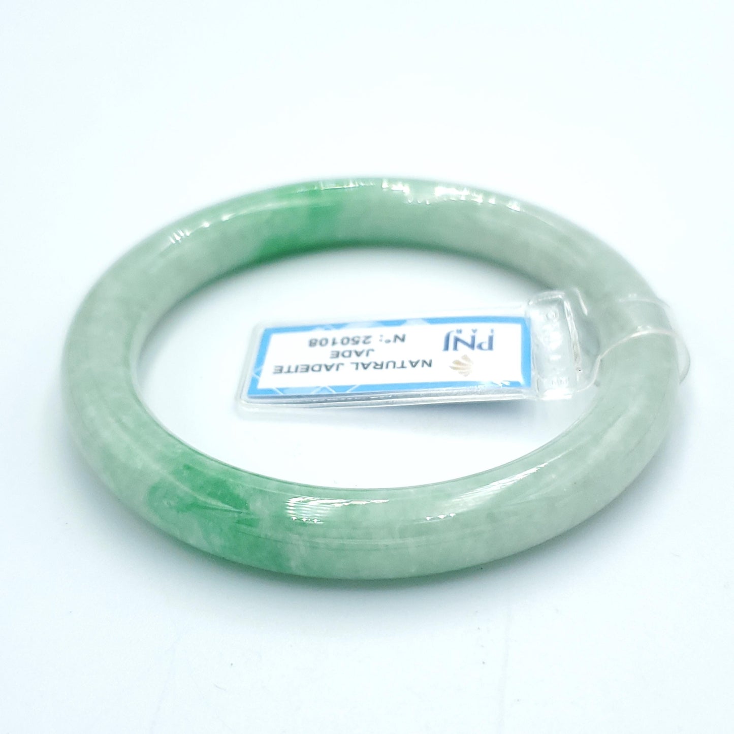 Yingmart  55mm PNJ Certified Natural Color Grey White Natural Jadeite Jade Bangle Bracelet, Real Gemstone, Gift for Her Mom Grandma Sister