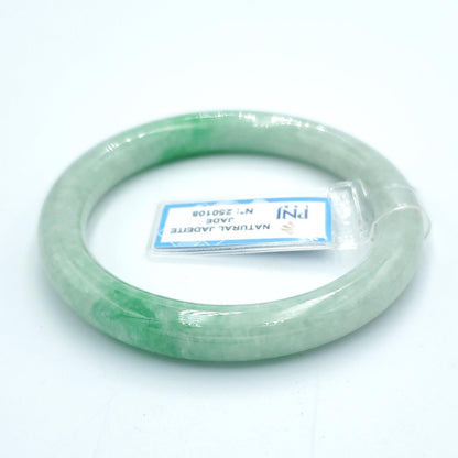 Yingmart  55mm PNJ Certified Natural Color Grey White Natural Jadeite Jade Bangle Bracelet, Real Gemstone, Gift for Her Mom Grandma Sister