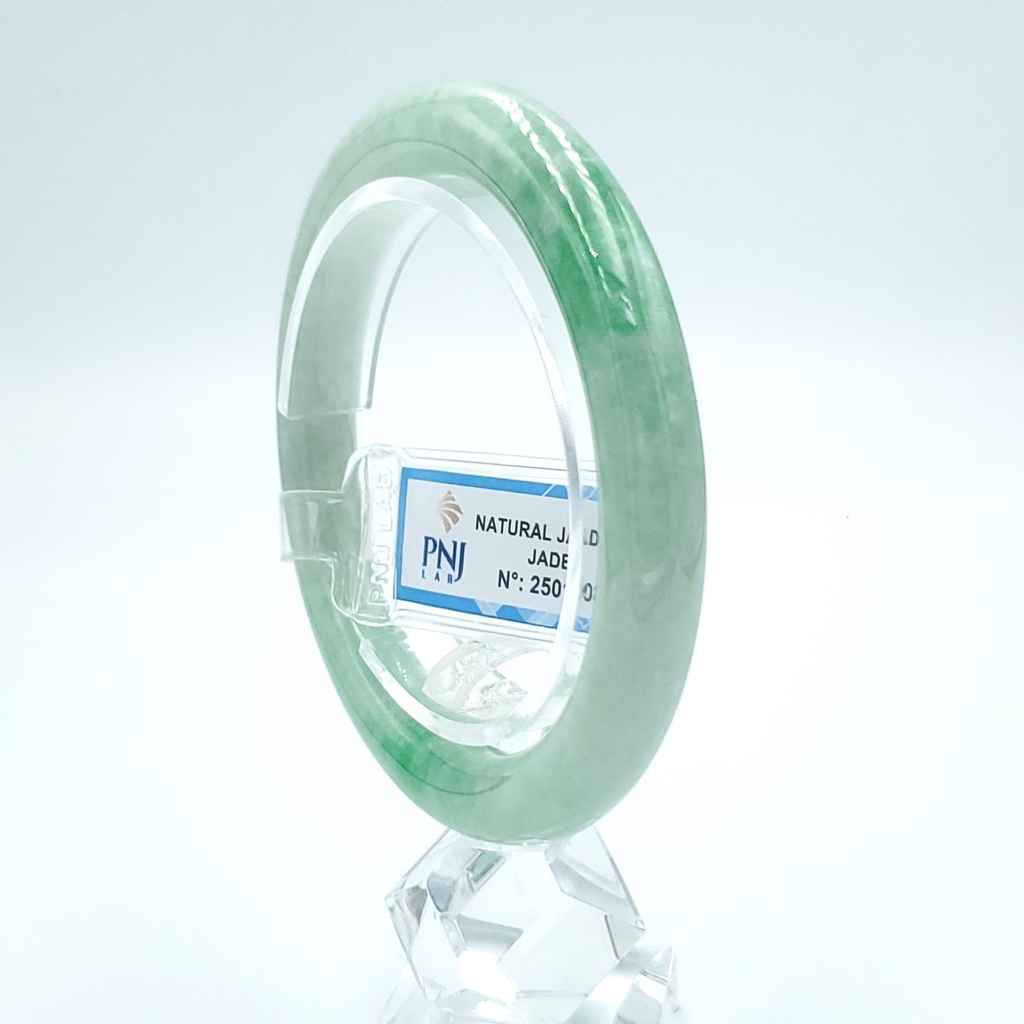 Yingmart  55mm PNJ Certified Natural Color Grey White Natural Jadeite Jade Bangle Bracelet, Real Gemstone, Gift for Her Mom Grandma Sister