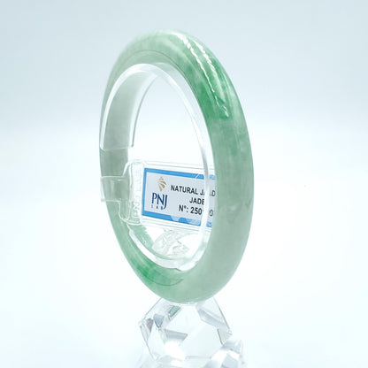 Yingmart  55mm PNJ Certified Natural Color Grey White Natural Jadeite Jade Bangle Bracelet, Real Gemstone, Gift for Her Mom Grandma Sister