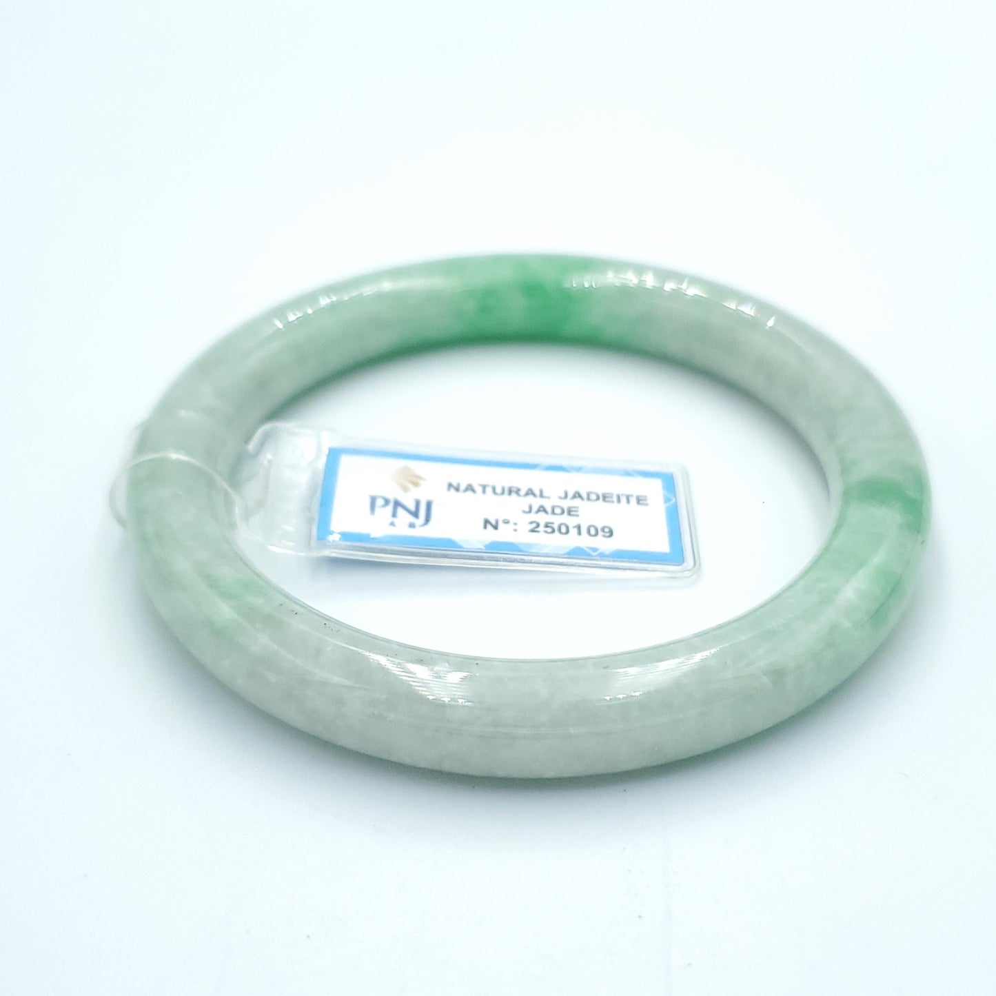 Yingmart  56mm PNJ Certified Natural Color Grey White Natural Jadeite Jade Bangle Bracelet, Real Gemstone, Gift for Her Mom Grandma Sister