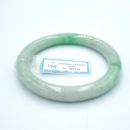 Yingmart  56mm PNJ Certified Natural Color Grey White Natural Jadeite Jade Bangle Bracelet, Real Gemstone, Gift for Her Mom Grandma Sister