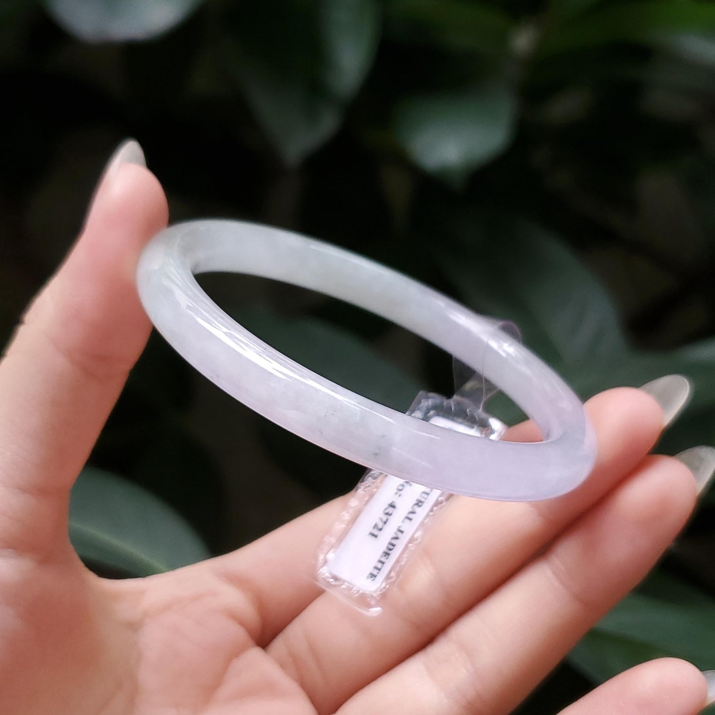 Yingmart  52mm PNJ Certified Natural Color Greenish Grey White Natural Jadeite Jade Bangle Bracelet, Real Gemstone, Gift for Her Mom Grandma