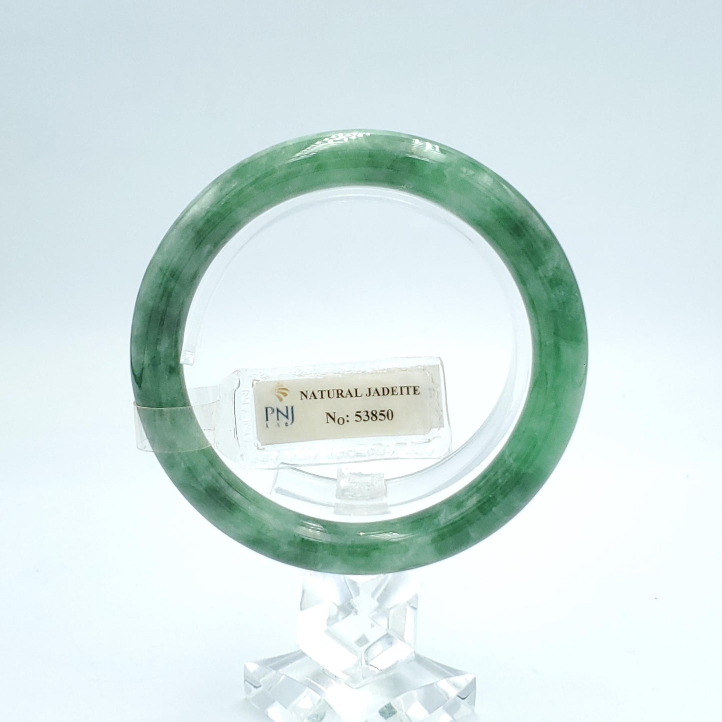 Yingmart  56mm PNJ Certified Natural Color Dark Green, Grey White Natural Jadeite Jade Bangle Bracelet, Real Gemstone, Gift for Her Mom