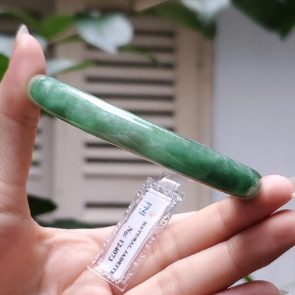 Yingmart  56mm PNJ Certified Natural Color Greyish Green Natural Jadeite Jade Bangle Bracelet, Real Gemstone, Gift for Her Mom Grandma