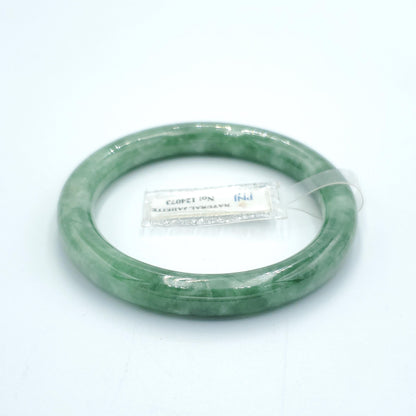 Yingmart  56mm PNJ Certified Natural Color Greyish Green Natural Jadeite Jade Bangle Bracelet, Real Gemstone, Gift for Her Mom Grandma
