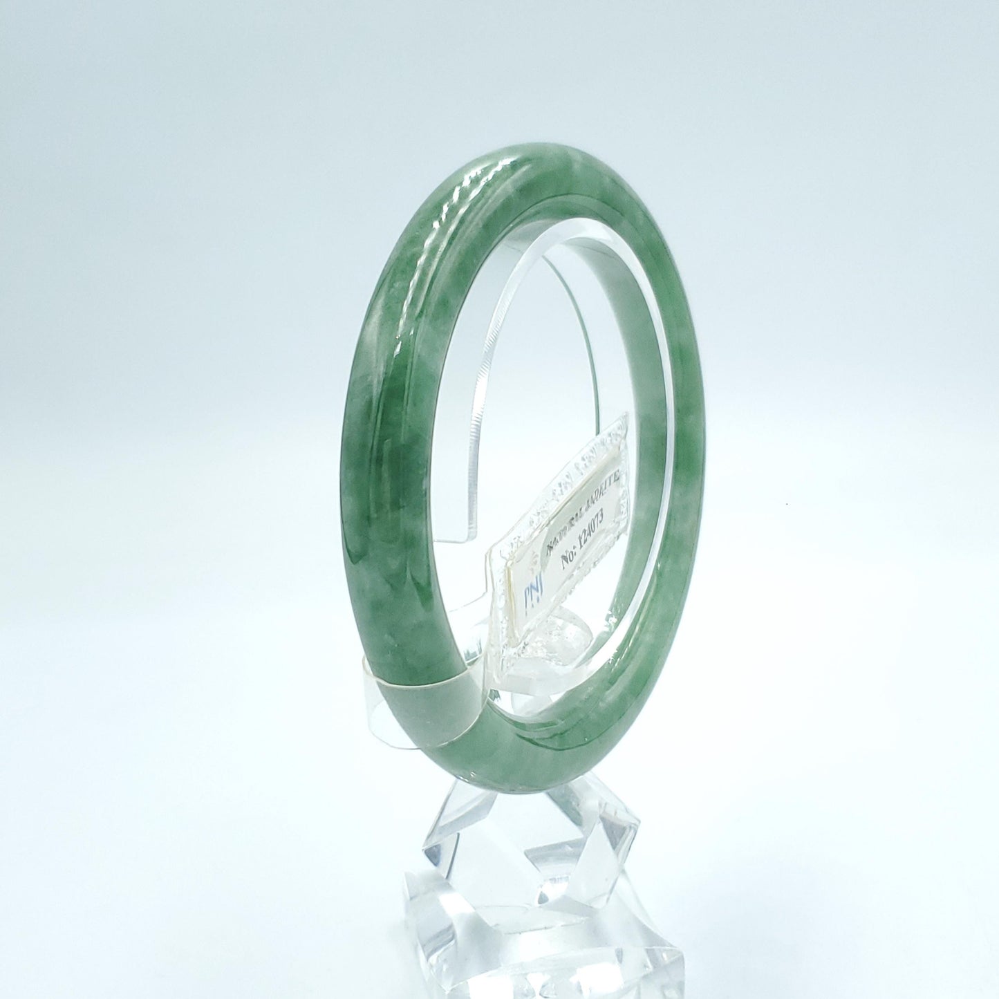 Yingmart  56mm PNJ Certified Natural Color Greyish Green Natural Jadeite Jade Bangle Bracelet, Real Gemstone, Gift for Her Mom Grandma