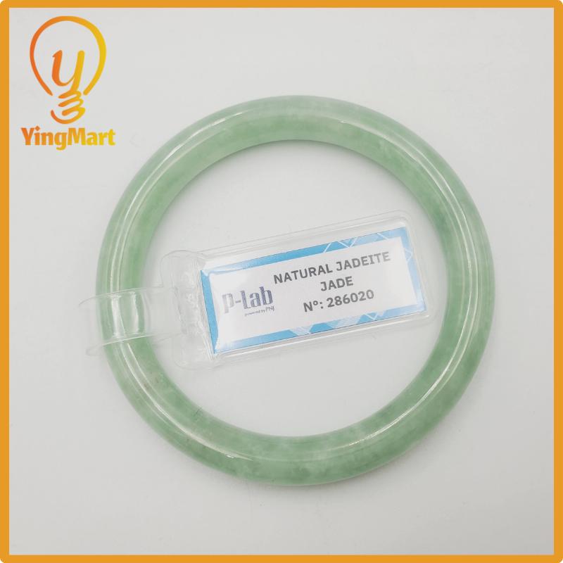 Yingmart  47mm PNJ Certified Natural Color Grey White Natural Jadeite Jade Bangle Bracelet, Real Gemstone, Gift for Her Mom Grandma Sister