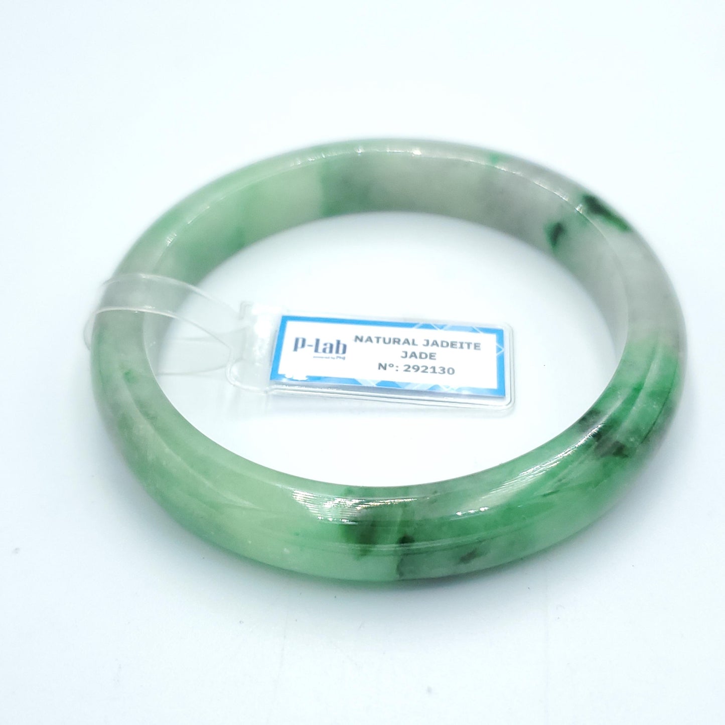 Yingmart 66mm PNJ Certified Natural Color Grey White Natural Jadeite Jade Bangle Bracelet, Real Gemstone, Gift for Her Mom Grandma Sister