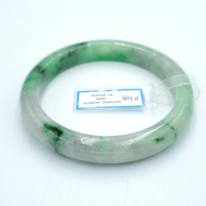 Yingmart 66mm PNJ Certified Natural Color Grey White Natural Jadeite Jade Bangle Bracelet, Real Gemstone, Gift for Her Mom Grandma Sister