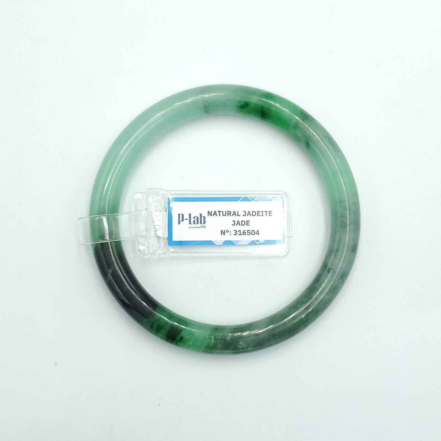 Yingmart  60mm PNJ Certified Natural Color Grey White Natural Jadeite Jade Bangle Bracelet, Real Gemstone, Gift for Her Mom Sister Grandma