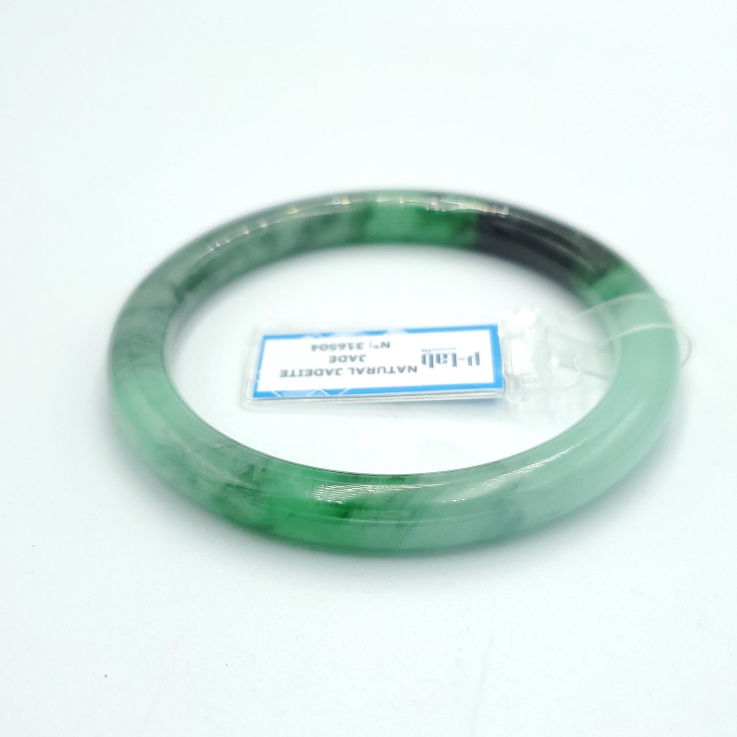 Yingmart  60mm PNJ Certified Natural Color Grey White Natural Jadeite Jade Bangle Bracelet, Real Gemstone, Gift for Her Mom Sister Grandma
