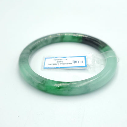 Yingmart  60mm PNJ Certified Natural Color Grey White Natural Jadeite Jade Bangle Bracelet, Real Gemstone, Gift for Her Mom Sister Grandma