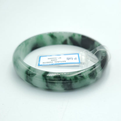 Yingmart 63mm PNJ Certified Natural Color Grey White Natural Jadeite Jade Bangle Bracelet, Real Gemstone, Gift for Her Mom Sister Grandma