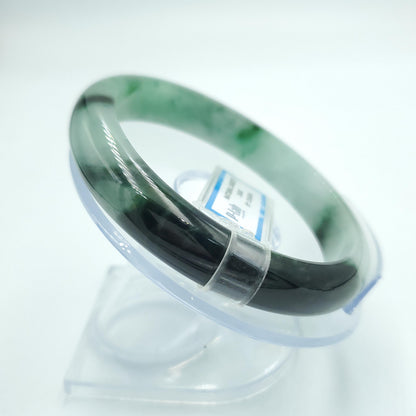 Yingmart 63mm PNJ Certified Natural Color Grey White Natural Jadeite Jade Bangle Bracelet, Real Gemstone, Gift for Her Mom Sister Grandma
