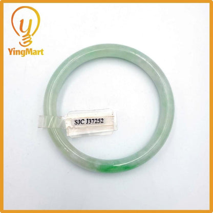 Yingmart  55mm SJC Certified Natural Color Greyish Very Slightly Green Natural Jadeite Jade Bangle Bracelet, Real Gemstone, Gift for Her Mom