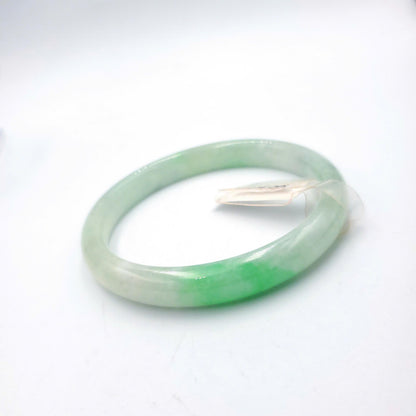 Yingmart  55mm SJC Certified Natural Color Greyish Very Slightly Green Natural Jadeite Jade Bangle Bracelet, Real Gemstone, Gift for Her Mom