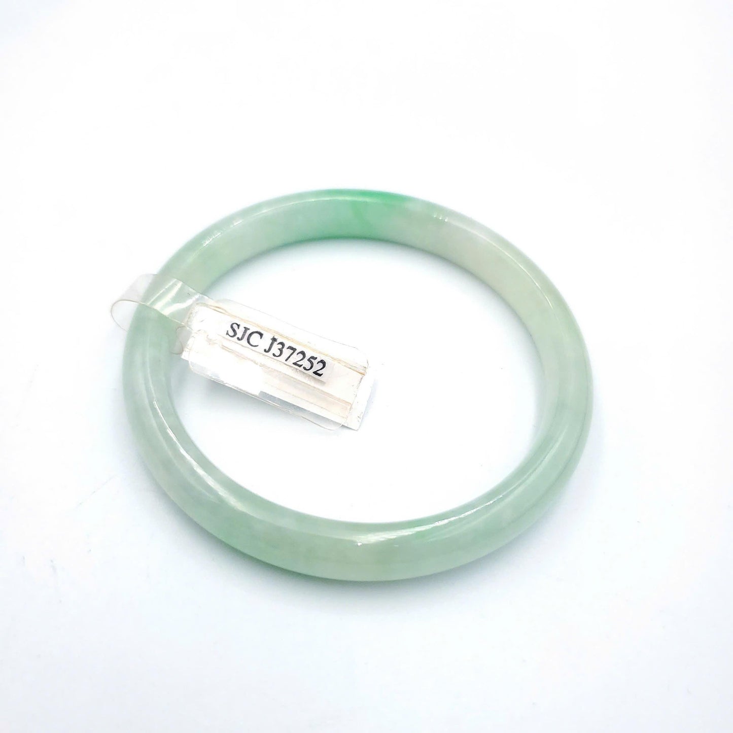 Yingmart  55mm SJC Certified Natural Color Greyish Very Slightly Green Natural Jadeite Jade Bangle Bracelet, Real Gemstone, Gift for Her Mom