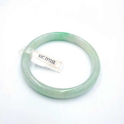 Yingmart  55mm SJC Certified Natural Color Greyish Very Slightly Green Natural Jadeite Jade Bangle Bracelet, Real Gemstone, Gift for Her Mom