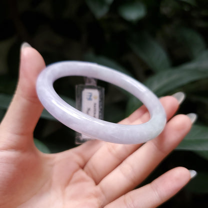 Yingmart  52mm PNJ Certified Natural Color Greenish Grey White Natural Jadeite Jade Bangle Bracelet, Real Gemstone, Gift for Her Mom Sister
